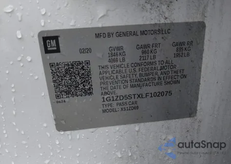 2020 Chevrolet Malibu Fwd Lt from USA, damaged, VIN 1G1ZD5STXLF102075